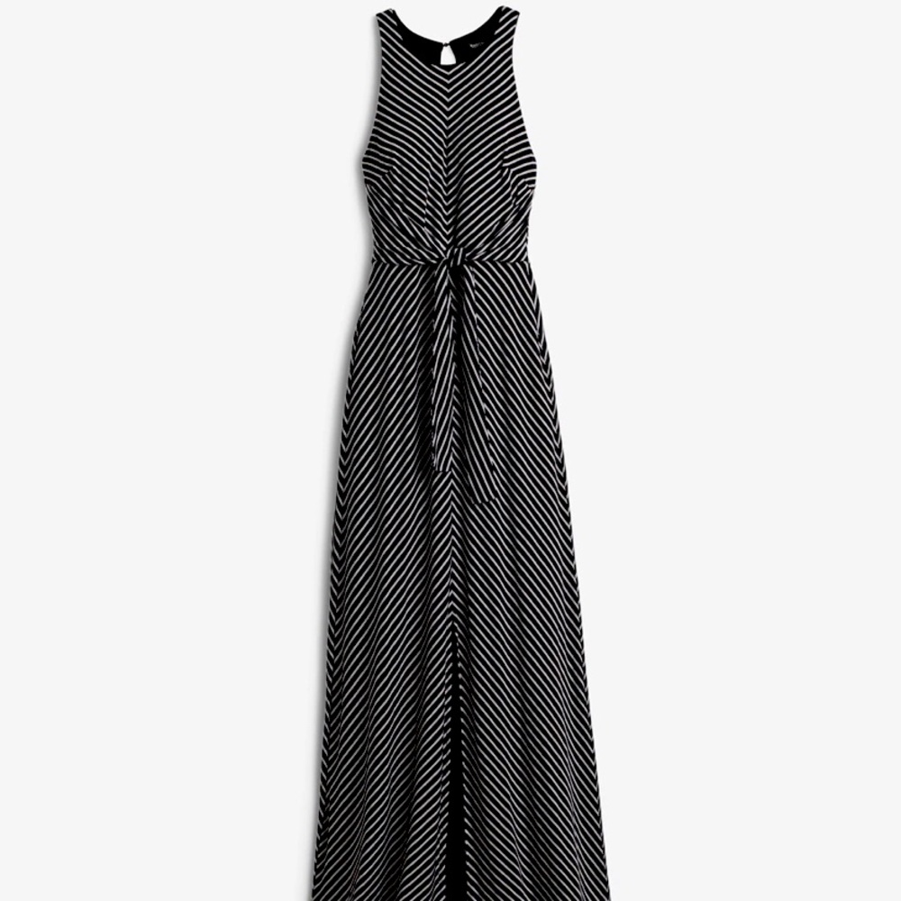 COPY - White House Black Market Tie-Front Stripe Maxi Dress, Size XXS, Black & …